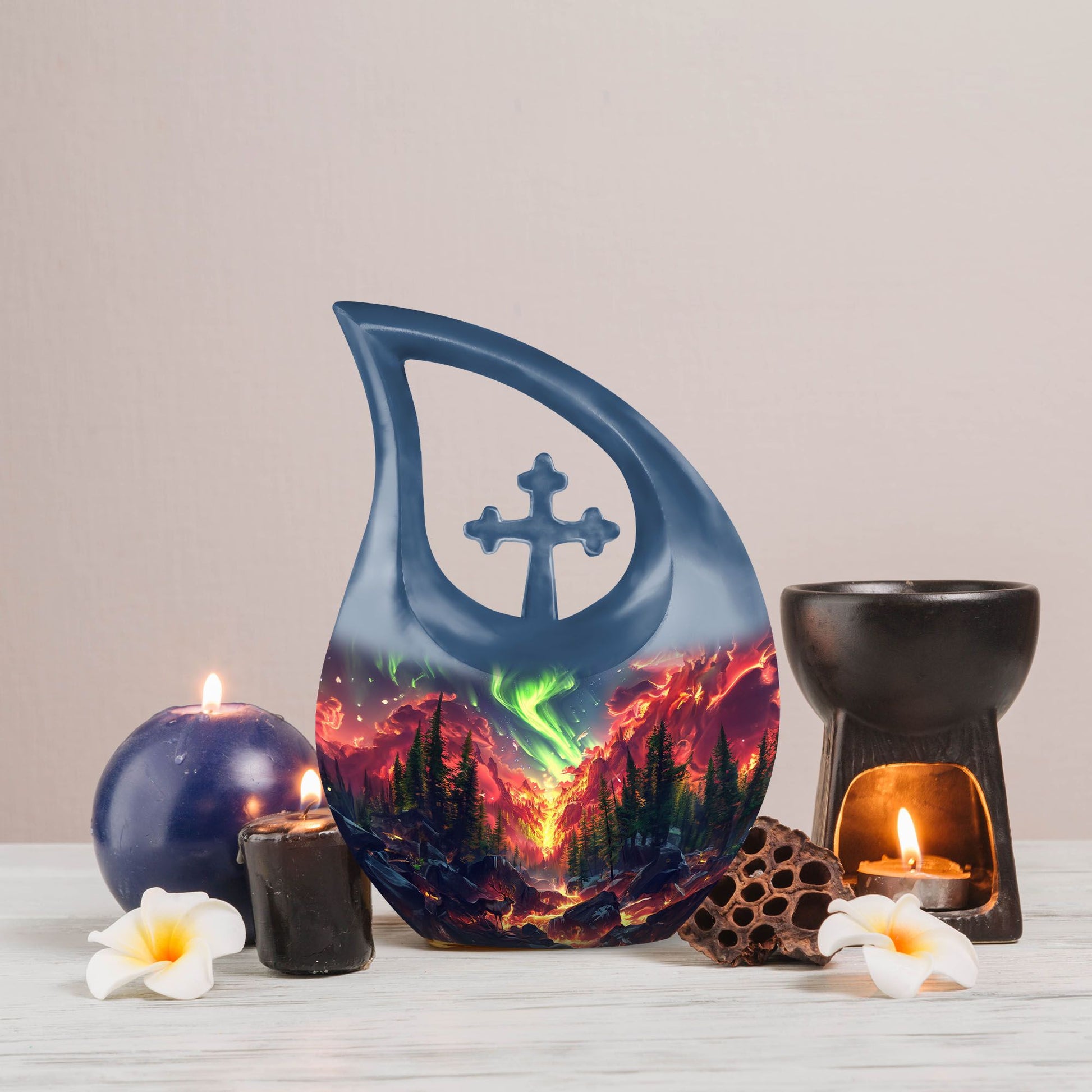 10-inch Deer Urn and Cross Drop 