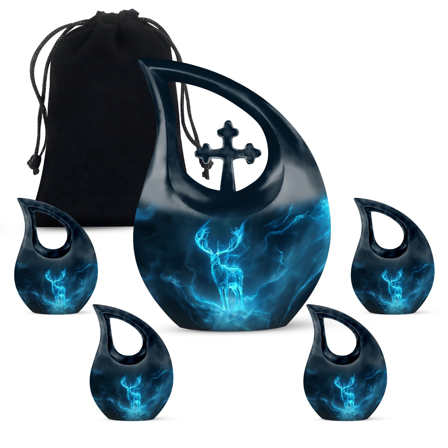 Affordable Deer Urn with Cross Drop design,