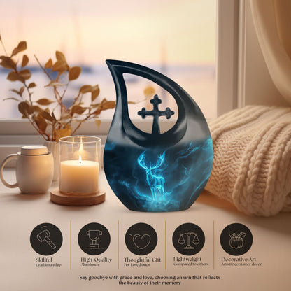 Affordable Deer Urn with Cross Drop design,