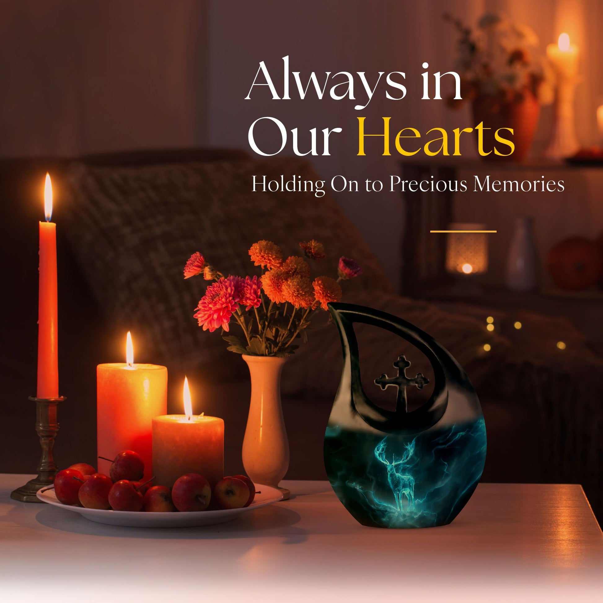Affordable Deer Urn with Cross Drop design,
