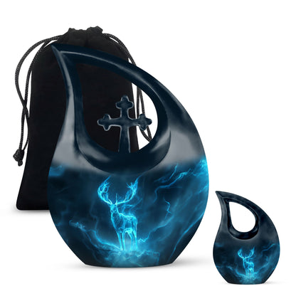Affordable Deer Urn with Cross Drop design,
