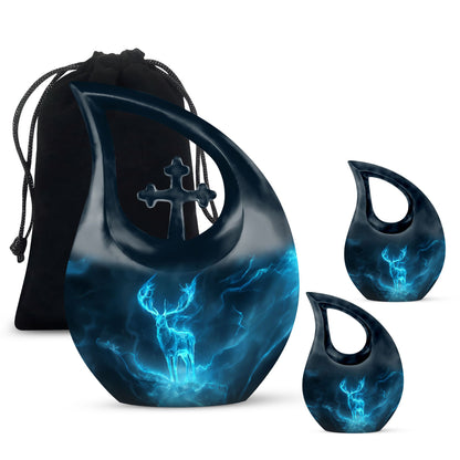 Affordable Deer Urn with Cross Drop design,