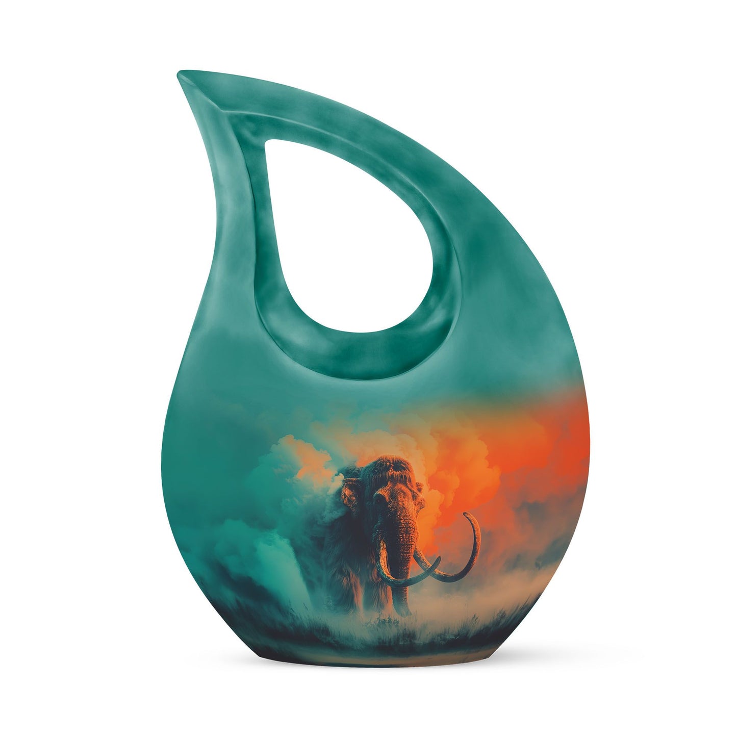 Mammoth themed 10 inch aluminium memorial urn 