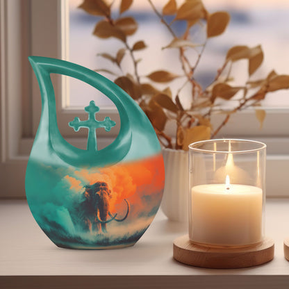 Mammoth themed 10 inch aluminium memorial urn 