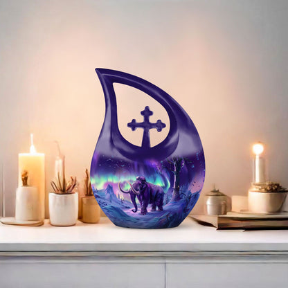 10-inch Mamoth urn, cross drop design, includes
