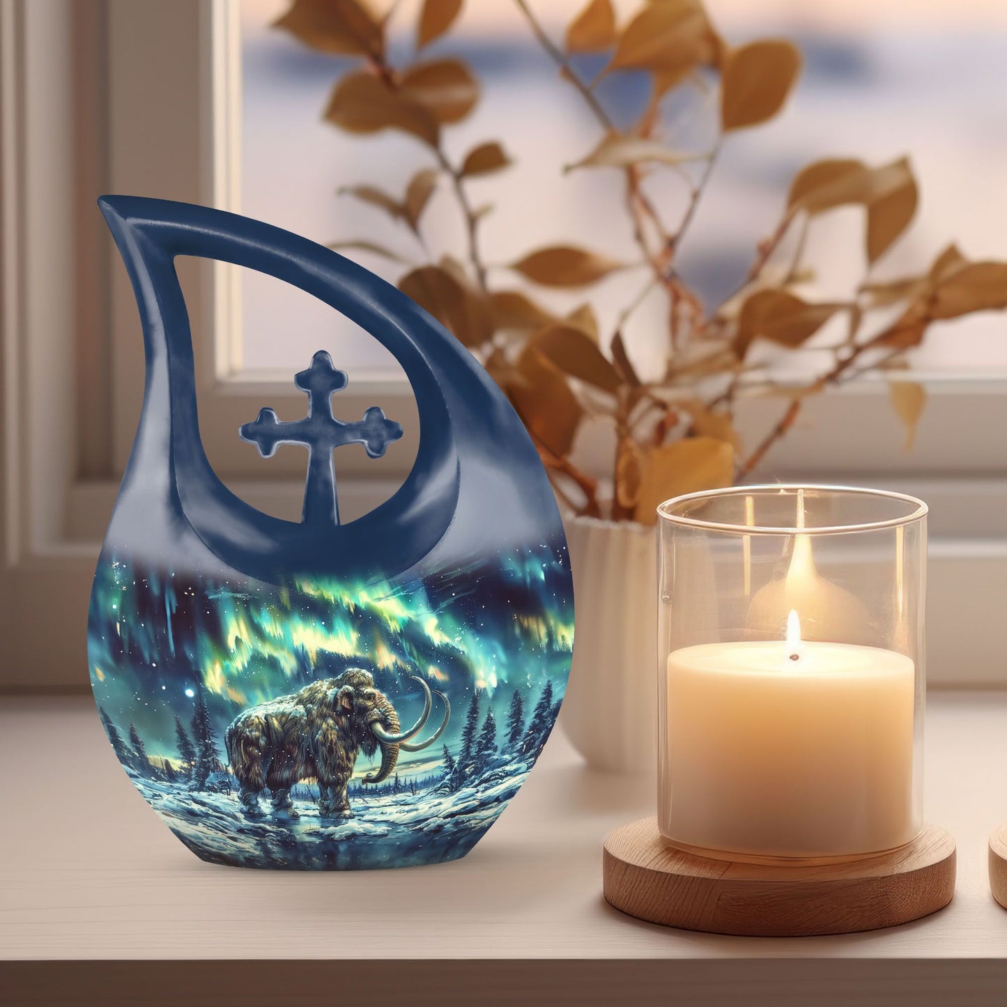  Mamoth Urn with Cross Drop design for ashes