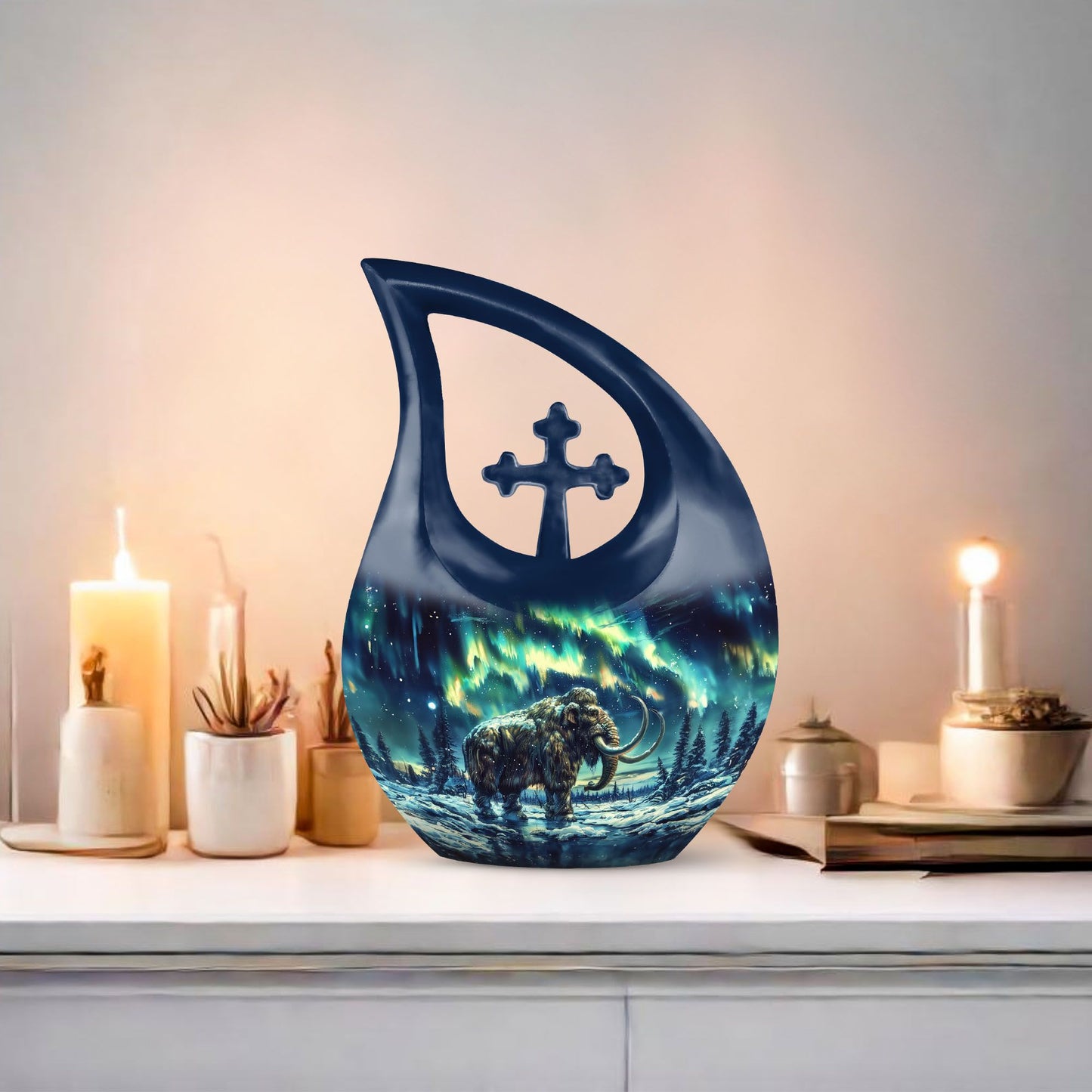  Mamoth Urn with Cross Drop design for ashes