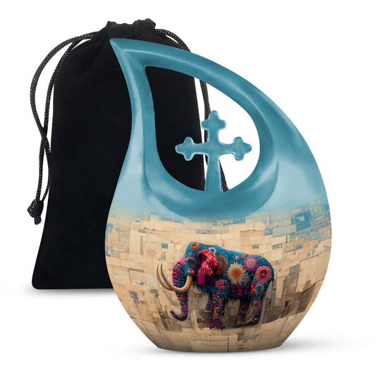 10-inch Mamoth Urn, Cross Drop design, customizable Large Urn for Human Remains