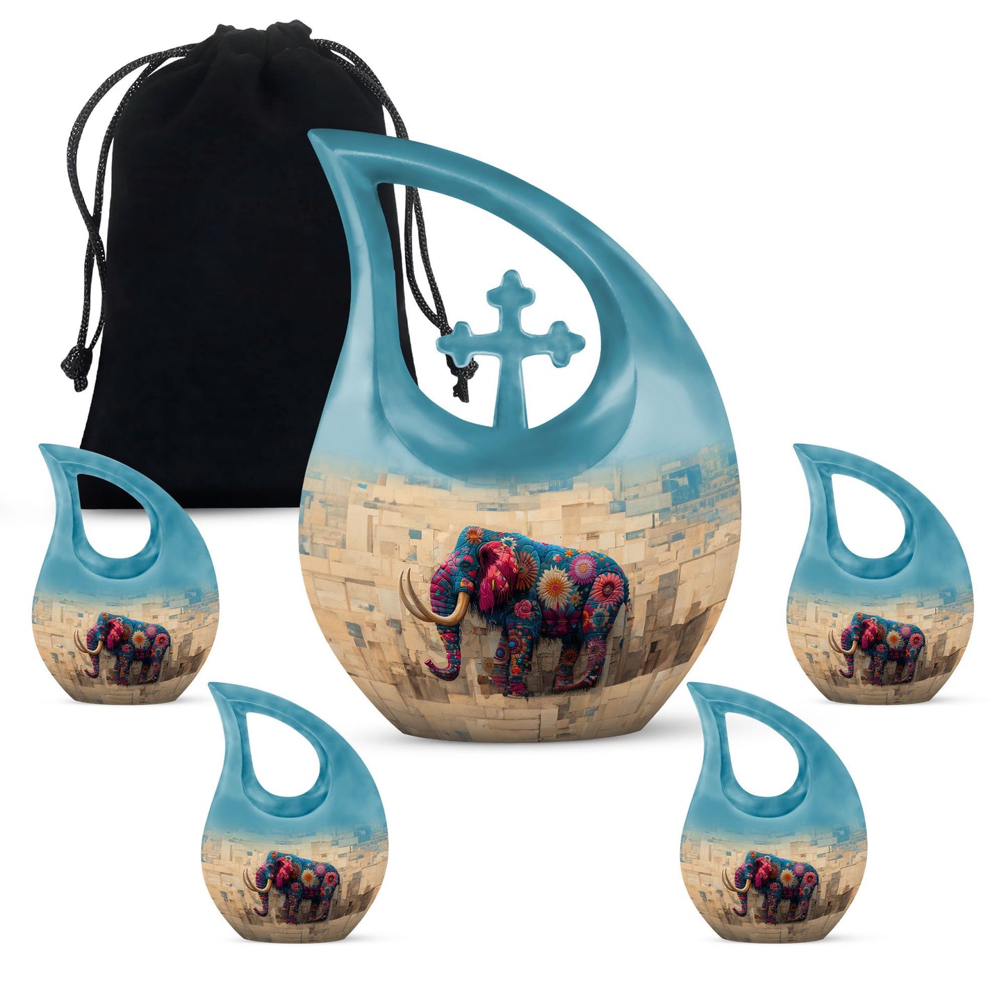 10-inch Mamoth Urn, Cross Drop design, customizable Large Urn for Human Remains