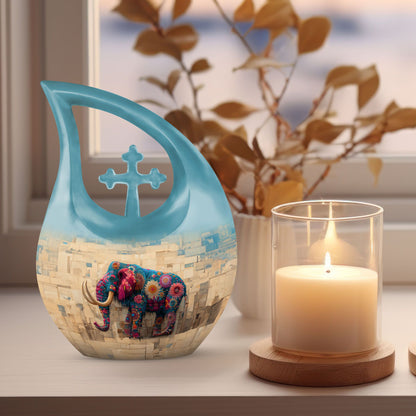 10-inch Mamoth Urn, Cross Drop design, customizable Large Urn for Human Remains