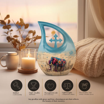 10-inch Mamoth Urn, Cross Drop design, customizable Large Urn for Human Remains