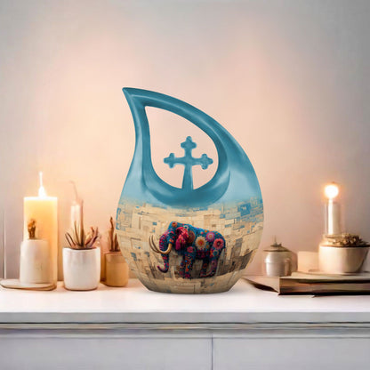 10-inch Mamoth Urn, Cross Drop design, customizable Large Urn for Human Remains