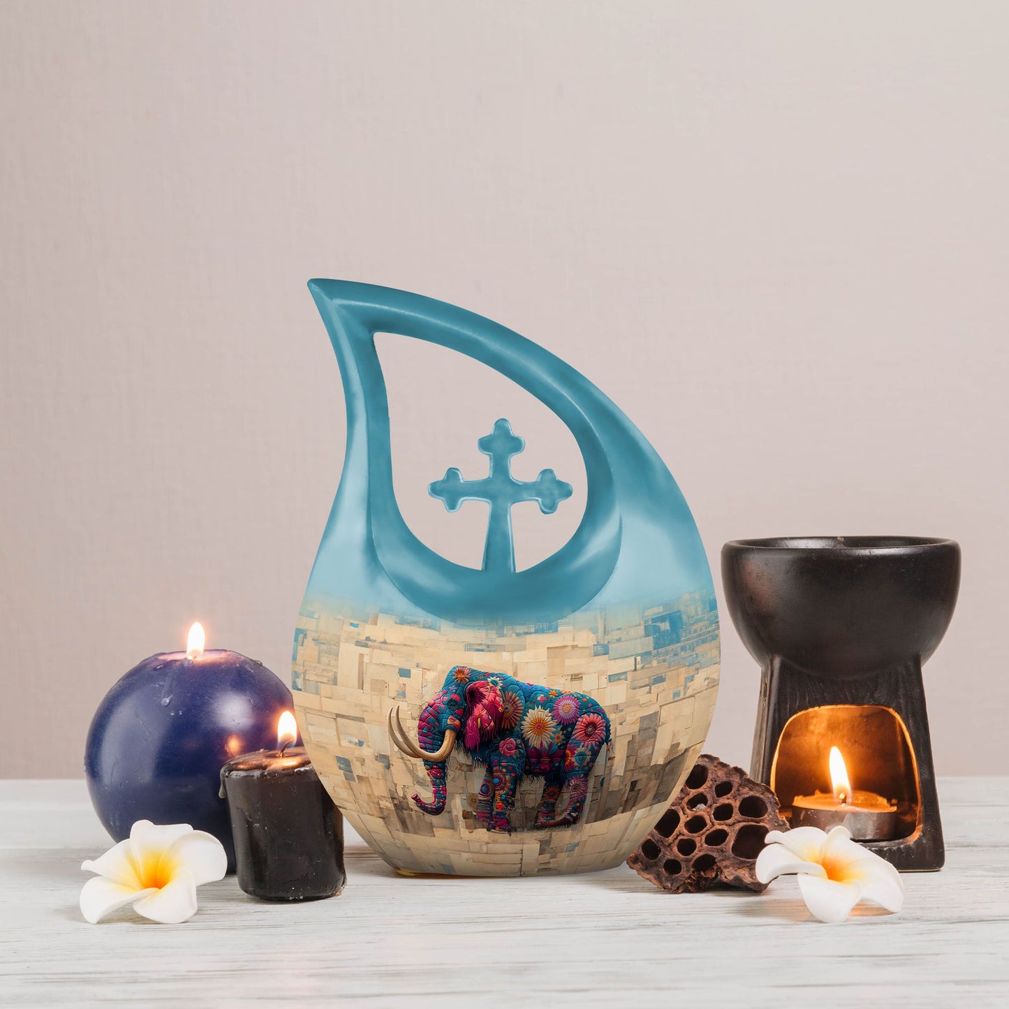 10-inch Mamoth Urn, Cross Drop design, customizable Large Urn for Human Remains