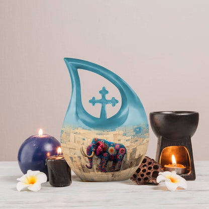 10-inch Mamoth Urn, Cross Drop design, customizable Large Urn for Human Remains
