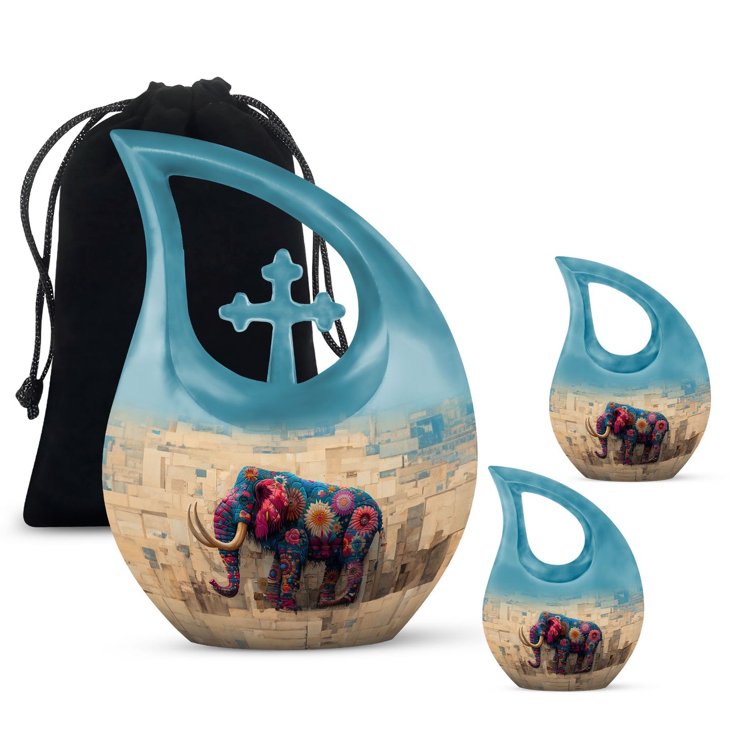 10-inch Mamoth Urn, Cross Drop design, customizable Large Urn for Human Remains
