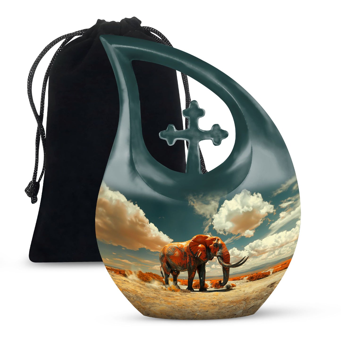 10-inch Mamoth urn with cross drop design and custom 
