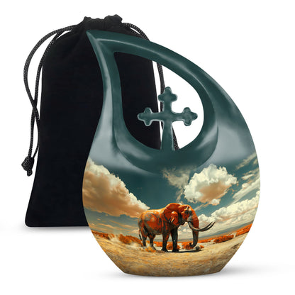 10-inch Mamoth urn with cross drop design and custom 