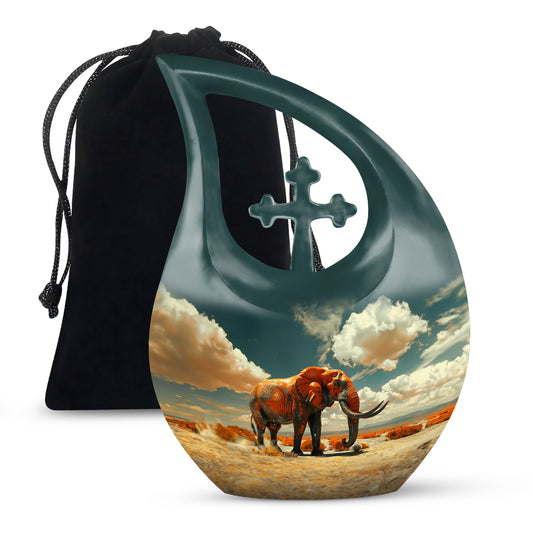 10-inch Mamoth urn with cross drop design and custom 