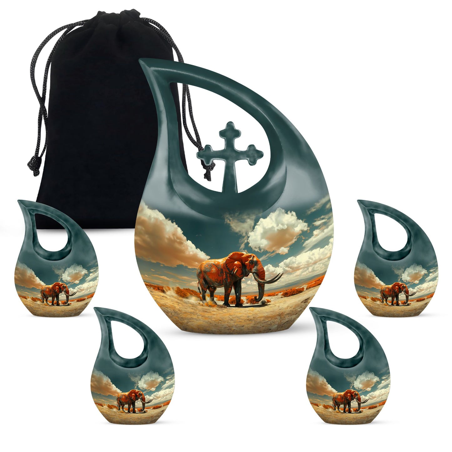 10-inch Mamoth urn with cross drop design and custom 