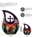 Mamoth Memorial Urn with Cross Drop design, customizable 