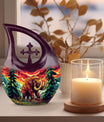Mamoth Memorial Urn with Cross Drop design, customizable 