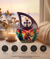 Mamoth Memorial Urn with Cross Drop design, customizable 