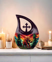 Mamoth Memorial Urn with Cross Drop design, customizable 