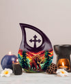 Mamoth Memorial Urn with Cross Drop design, customizable 
