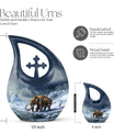 10 inch Mamoth Urn, aluminium Cross Drop design, customizable Burial Urn for adults