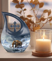 10 inch Mamoth Urn, aluminium Cross Drop design, customizable Burial Urn for adults