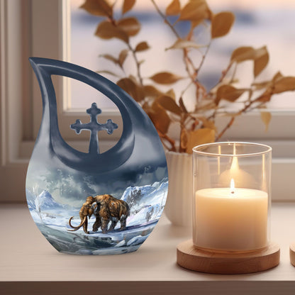 10 inch Mamoth Urn, aluminium Cross Drop design, customizable Burial Urn for adults