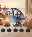 10 inch Mamoth Urn, aluminium Cross Drop design, customizable Burial Urn for adults