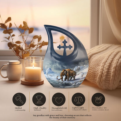 10 inch Mamoth Urn, aluminium Cross Drop design, customizable Burial Urn for adults