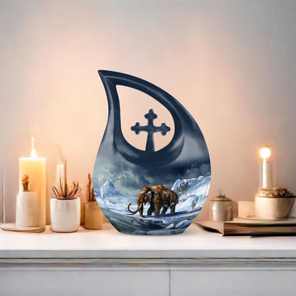 10 inch Mamoth Urn, aluminium Cross Drop design, customizable Burial Urn for adults