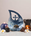 10 inch Mamoth Urn, aluminium Cross Drop design, customizable Burial Urn for adults