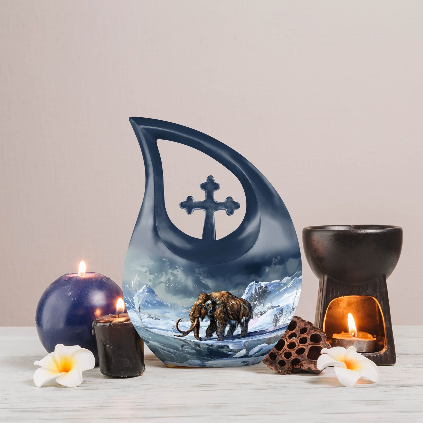 10 inch Mamoth Urn, aluminium Cross Drop design, customizable Burial Urn for adults