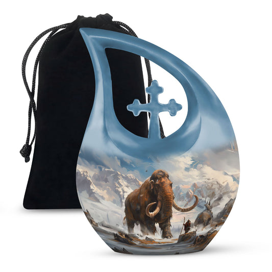 10-inch Mammoth Urn with Cross Drop design, personalized 