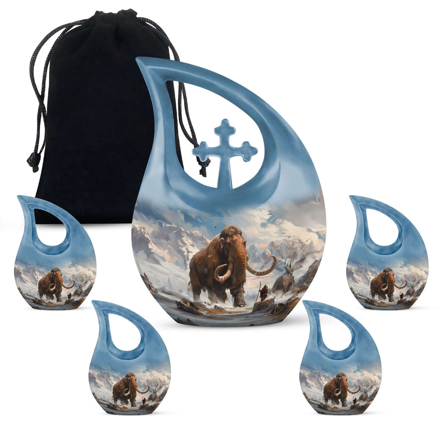 10-inch Mammoth Urn with Cross Drop design, personalized 