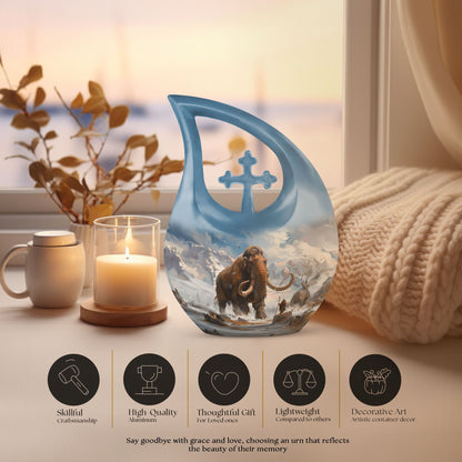 10-inch Mammoth Urn with Cross Drop design, personalized 