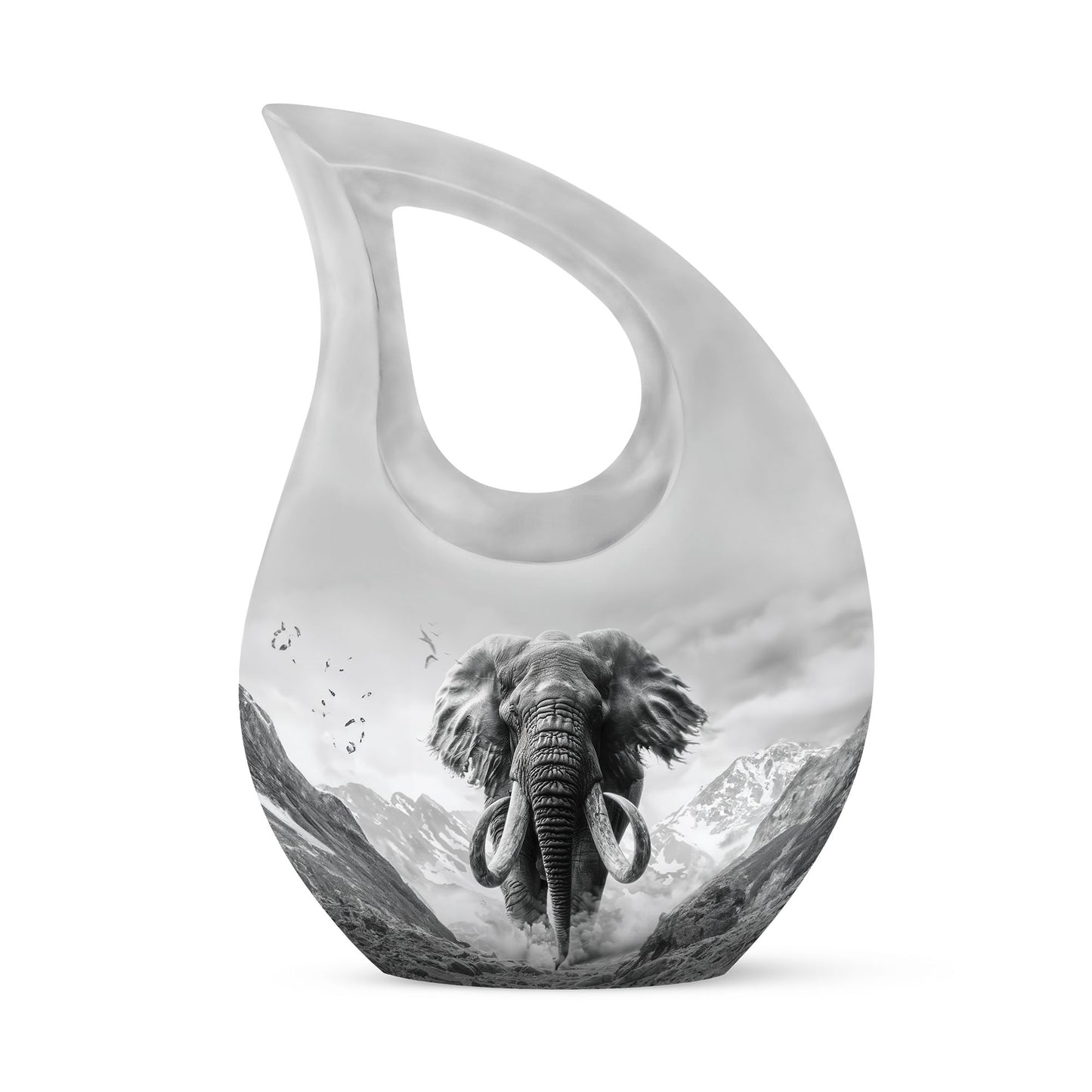 Mamoth Urn with cross drop design, 10 inch