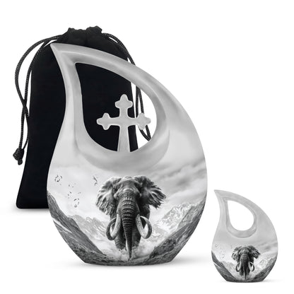 Mamoth Urn with cross drop design, 10 inch