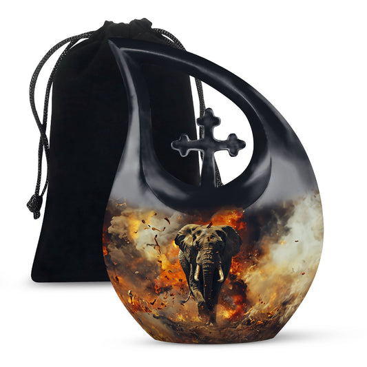 10-inch Mamoth Urn with Cross Drop design for ashes,