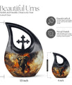10-inch Mamoth Urn with Cross Drop design for ashes,