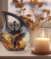 10-inch Mamoth Urn with Cross Drop design for ashes,