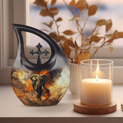 10-inch Mamoth Urn with Cross Drop design for ashes,