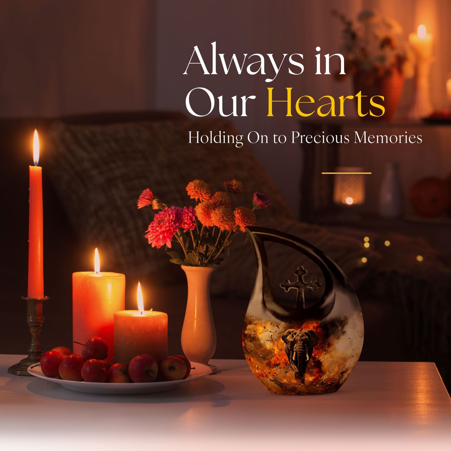 10-inch Mamoth Urn with Cross Drop design for ashes,