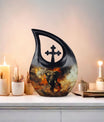 10-inch Mamoth Urn with Cross Drop design for ashes,