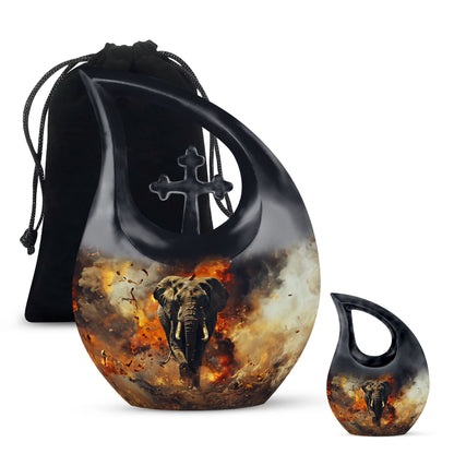 10-inch Mamoth Urn with Cross Drop design for ashes,