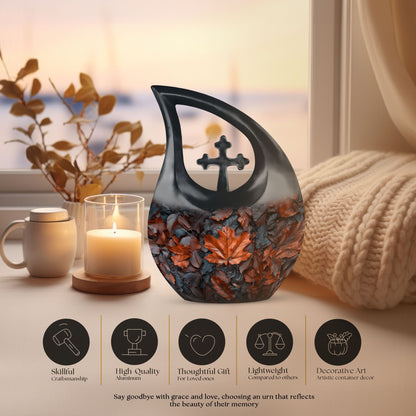 10 inch Mapple Leaf Urn, Cross Drop design