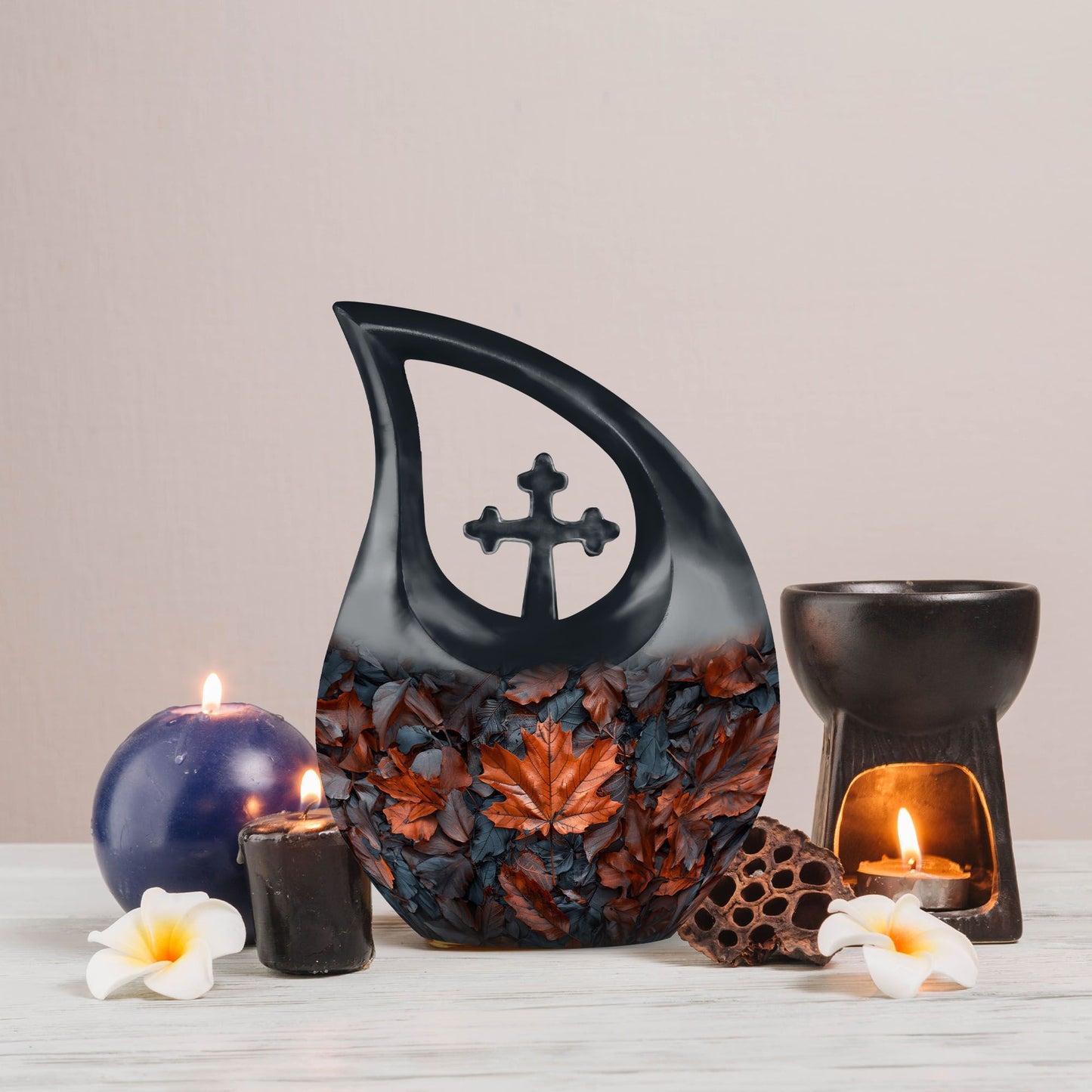 10 inch Mapple Leaf Urn, Cross Drop design